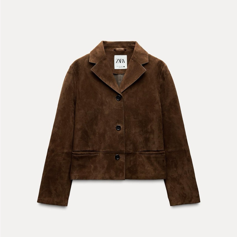 Zara Women's Chocolate Brown Suede Blazer